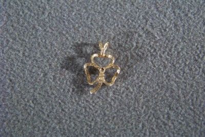 ANTIQUE 14 K YELLOW GOLD 3 LEAF CLOVER DIAMOND PENDANT CHARM  