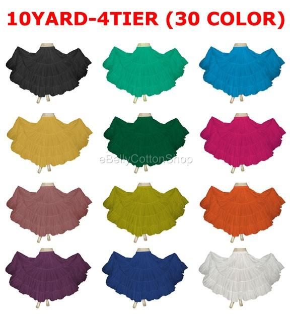 Belly Dance Cotton 10 Yard 4 Tier Skirt Gypsy 30 Color  