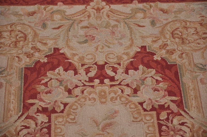 3x5 HANDMADE WOOL AREA RUG FRENCH AUBUSSON RUST GOLD  