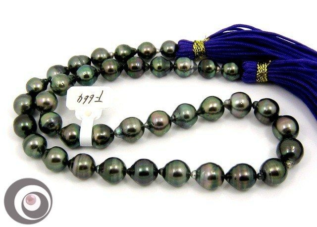 10.1mm PEACOCK BLACK TAHITIAN PEARL STRAND   #F664  