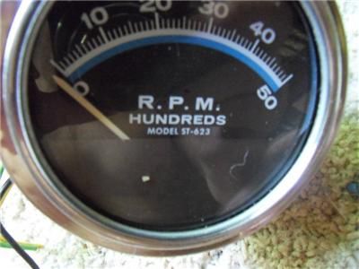 Vintage Sun Tachometer 5000 RPM half sweep 8 cyl  