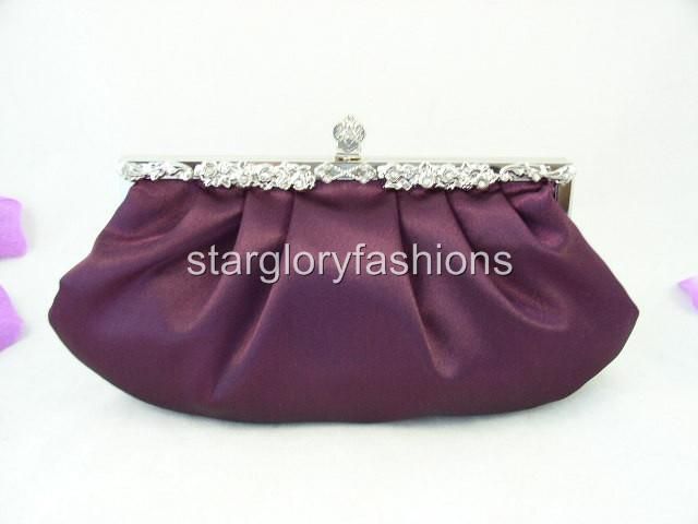 Victorian Jeweled Purple Satin Wedding Purse Clutch ECR 068165