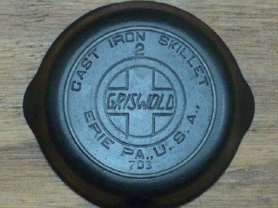 GRISWOLD # 2 SLANT LOGO HEAT RING EPU CAST IRON SKILLET L@@K  