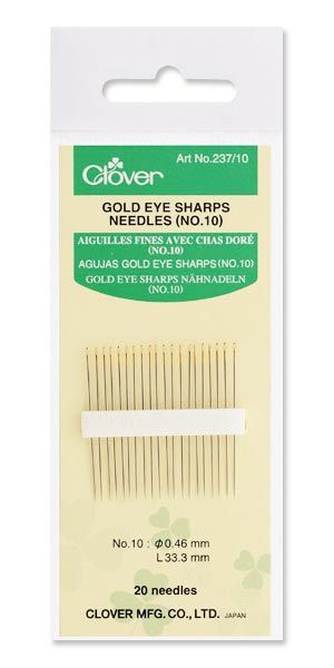 Clover Brand Gold Eye Sharps Needles Size 10 CL237/10  