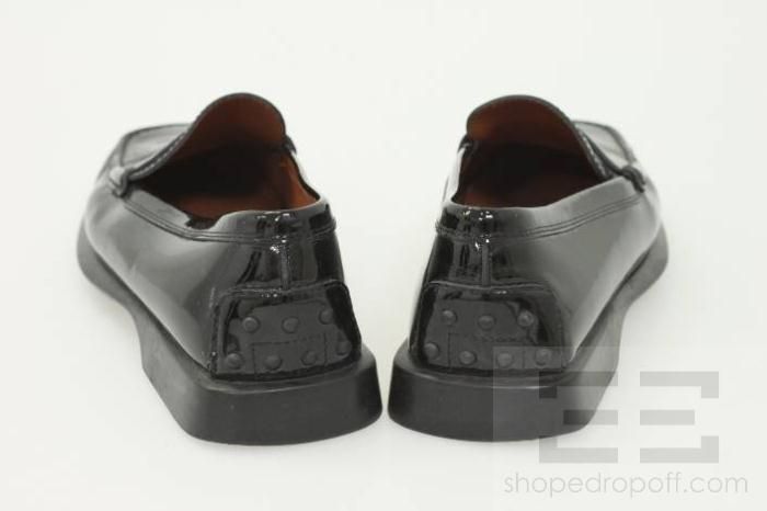 Tods Black Patent Leather Womens Penny Loafer Flats Size 8.5  