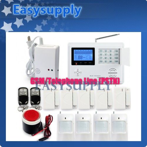   Home GSM PSTN Telephone Security Burglar Alarm System + Gas CO Sensor