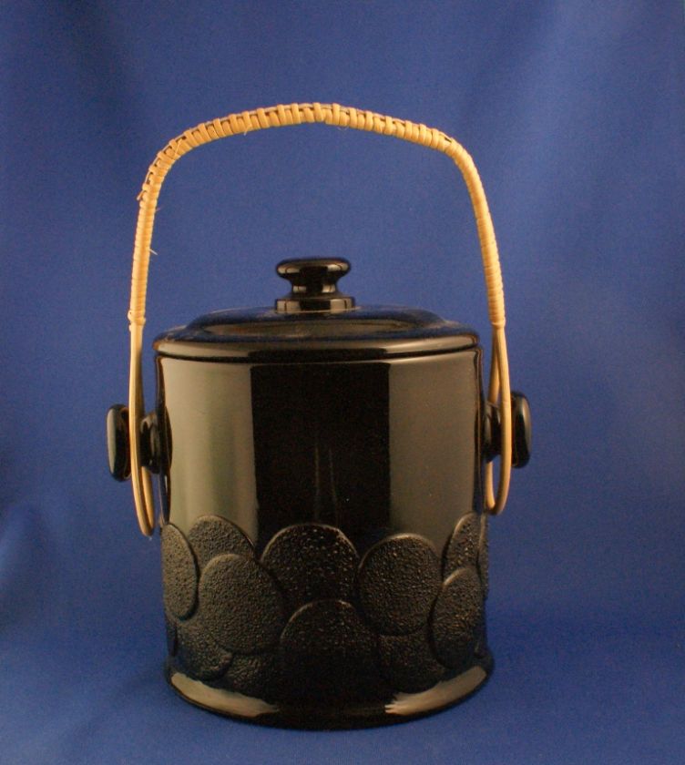Vintage Fenton Art Glass Black Big Cookie Macaroon Cookie Jar c.1930 