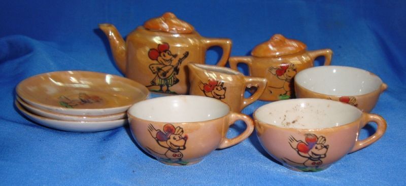 Old Vintage Porcelain Mickey Mouse Tea Set from Japan  