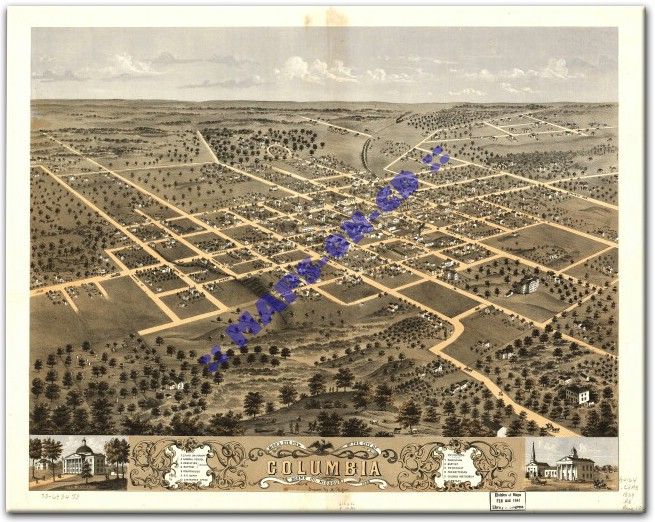 1869 COLUMBIA MISSOURI Boone County MO USA MAP CD  