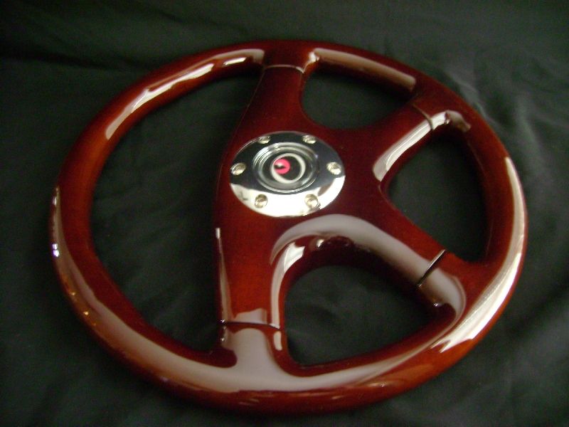 NEW 14 DARK WALNUT WOOD GRAIN STEERING WHEEL  