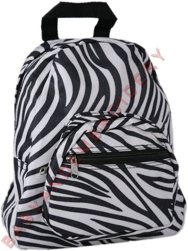 Mini Backpack Black Zebra Stripes Embroidery Option  