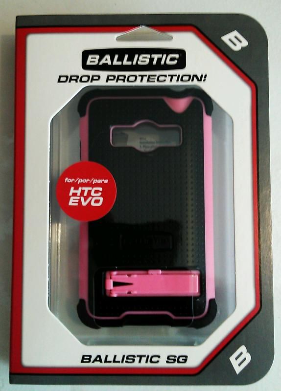 NEW BALLISTIC SG PINK BLACK CASE FOR HTC EVO 4G SPRINT  