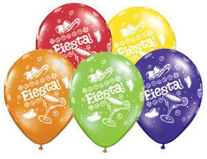 11 LATEX FIESTA BALLOONS birthday cinco de mayo   Qty5  