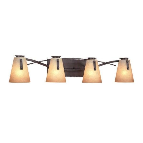 NEW 4 Light Rustic Bathroom Vanity Lighting Fixture Iron Bronze 