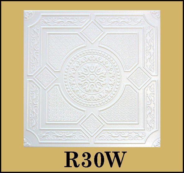 R30W LIMA WHITE STYROFOAM GLUE UP TEXTURE 20x20 CEILING TILES  