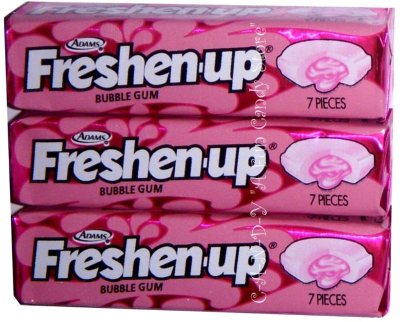 BUBBLE GUM   FRESHEN UP ADAMS CLASSIC CHEWING GUM   3 Packs  