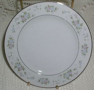 Carlton Corsage Bread Plate Pink Blue Flower Silver  