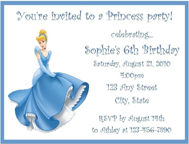 Personalized Cinderella Birthday Party Invitations  