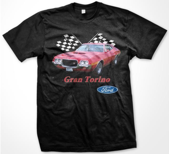 Red Gran Torino Mens T Shirt Ford Classic Cars Tee  