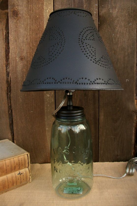 Primitive Country Punched Tin 10 Clip On Lamp Shade Star Pattern Nice 