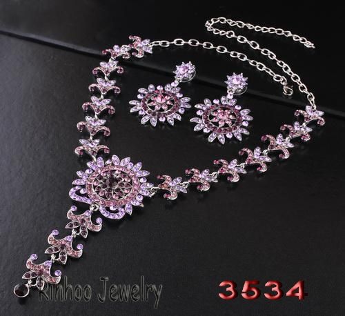 D30201 purple floral Necklace Earring set bridal  