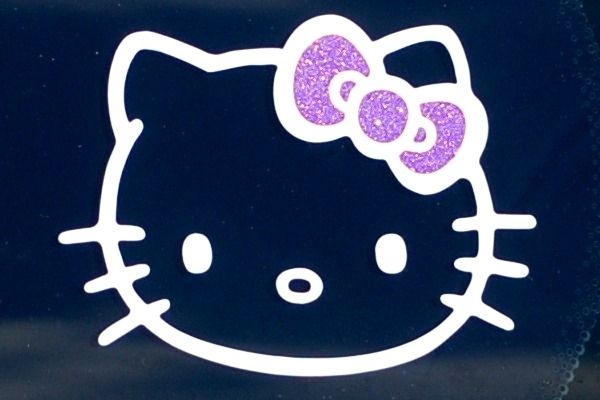 HELLO KITTY PURPLE GLITTER BOW 4x5 inch Decals Stickers  