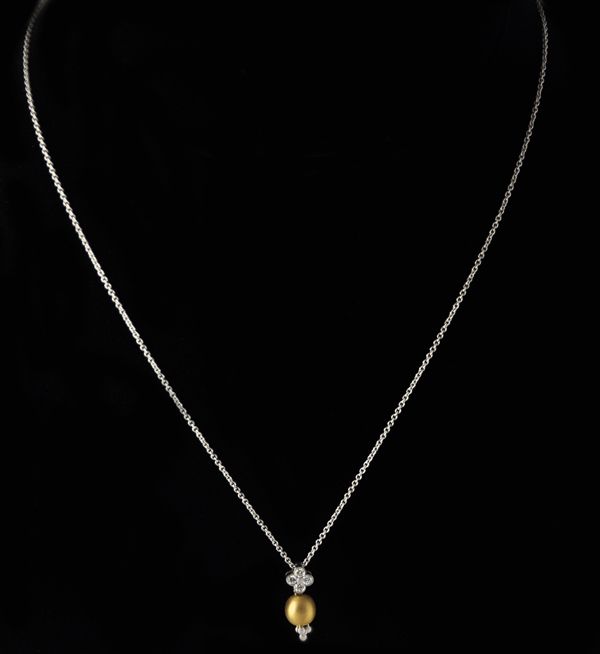 Charles Krypell 18k Gold Diamond Pendant Necklace  