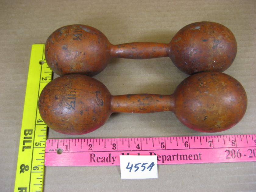   WOOD HAND WEIGHTS DUMBBELLS antique VICTORIAN dumbells vintage  