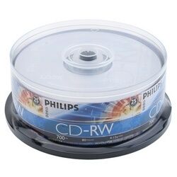 25 Philips 12x CD RW Rewritable CD R Blank Recordable CD Media Disk 