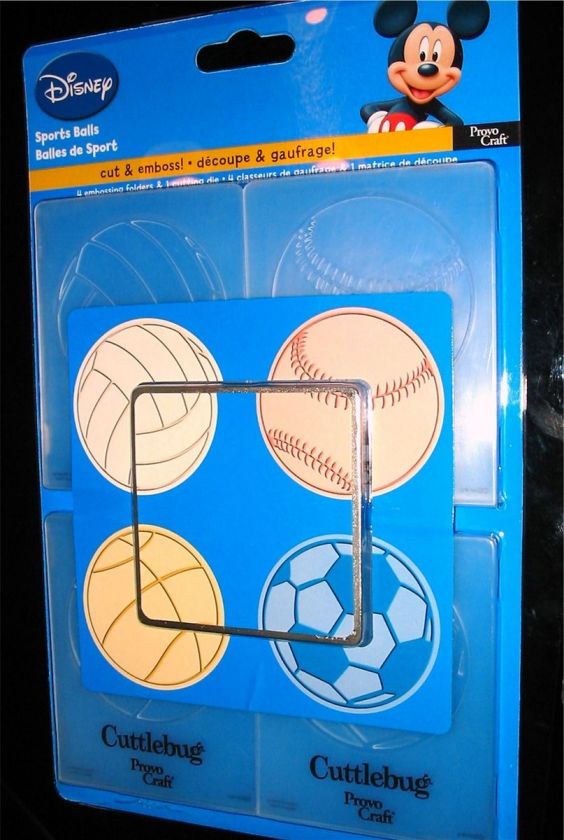 3x3 CuttleBug Die & 4 Embossing Folders SPORTS BALLS  