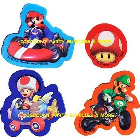 Super Mario Brothers Mario Kart Wii Pencil Erasers 4ct  