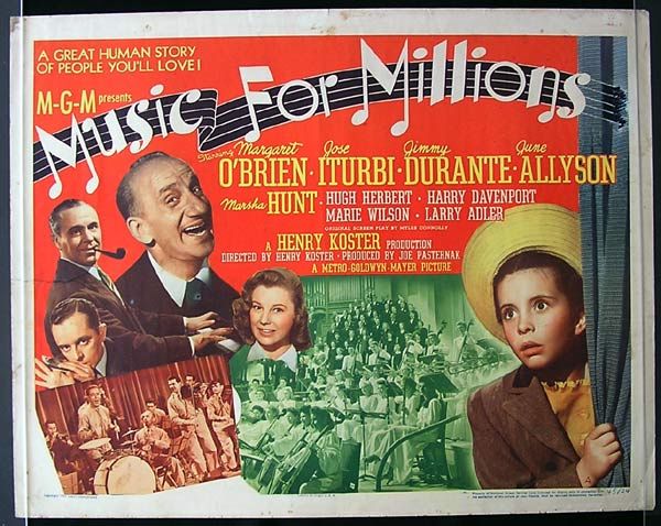 MUSIC FOR MILLIONS 1944 US Half Sheet Movie Poster  