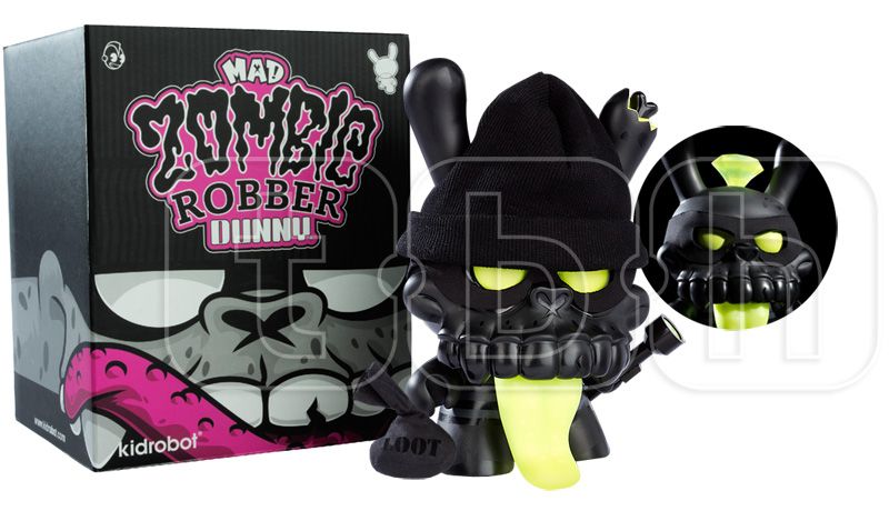 BLACK ZOMBIE ROBBER DUNNY figure KIDROBOT vinyl SDCC con 