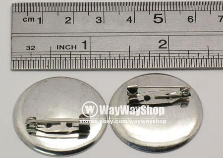 100 X 30mm Silver Metal Round Pin Back Brooch Finding G  