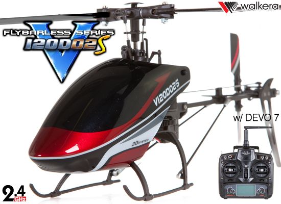   V120D02S Flybarless 6 Channel Mini 3D RC Helicopter W/ DEVO7 TX RTF