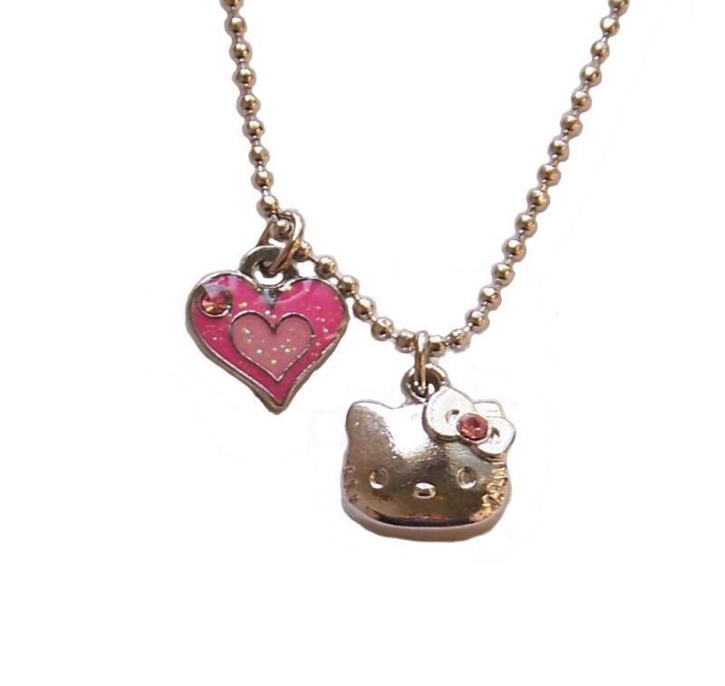 Hello Kitty Silver Lucky Pink Love Friendship Necklace  