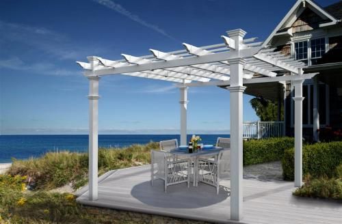 New Venetian Lawn & Garden Vinyl Pergola 10 x 10 Overhead Outdoor 