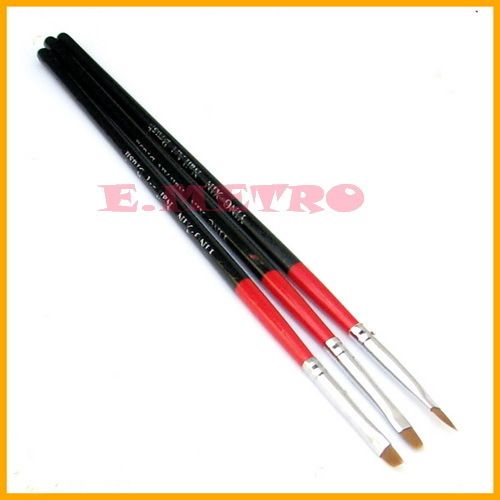 3x UV Gel brush Set Nail Art Sable Striping Pen Drawing  