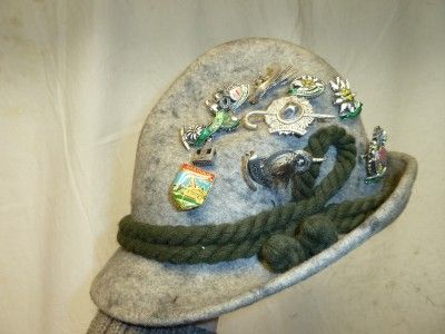 GERMAN TIROL TRADITIONAL TRACHTEN SHOOTING HAT & PINS OKTOBERFEST 