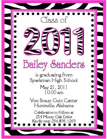 25 Flat GRADUATION Announcements~New ZEBRA style  