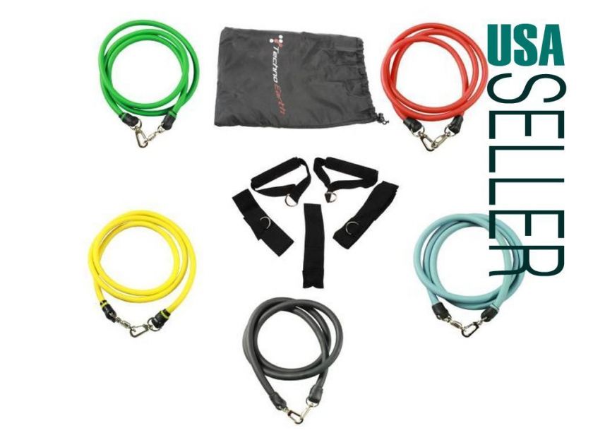   Resistance Bands Door Anchor P90X Yoga Pilates Exercise 2 handles