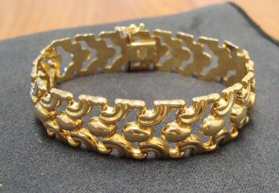 Vintage 14k Gold Wide Italian Bracelet Milor 12.4 Grams  