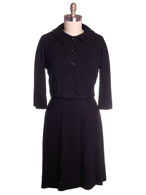 Vintage Black Wool Suit/Dress Branell Jones 1960s  