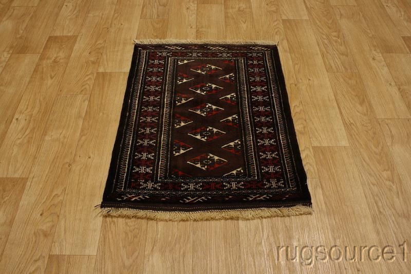 SOFT PILE SQUARE BURGUNDY 3X3 TURKOMAN PERSIAN ORIENTAL AREA RUG WOOL 