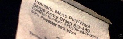 Army Military Surplus 489 Poly Wool Trousers Pants 33R  