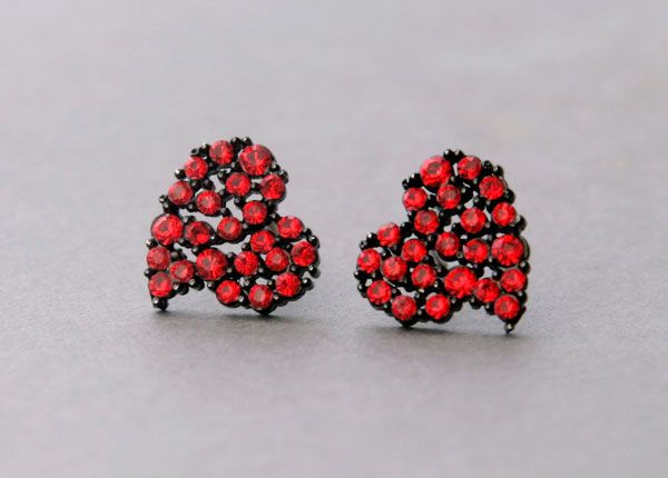 SWAROVSKI MOVING HEART EARRINGS in 925 Sterling Silver Post   RED 