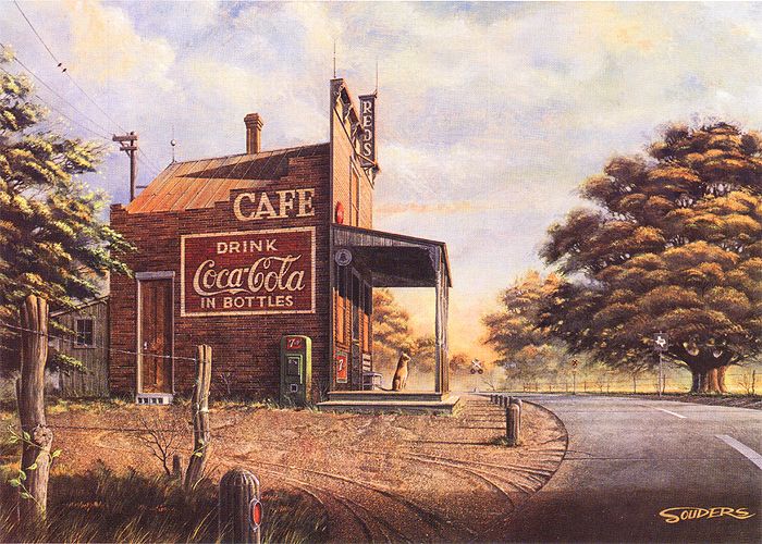   this nostalgic slice of country life is entitled red s cafe by