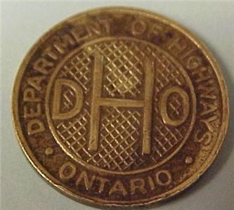 TRANSIT TOKEN ONTARIO CANADA DEPT OF HIGHWAYS 5274C  