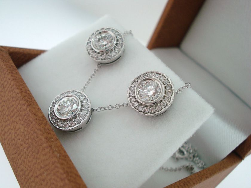   WG DIAMOND STUD EARRINGS & PENDANT NECKLACE SETS MICRO PAVE HAND MADE