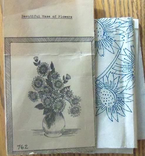 Beautiful Vase of Flowers; Vintage Hot Iron Transfer  